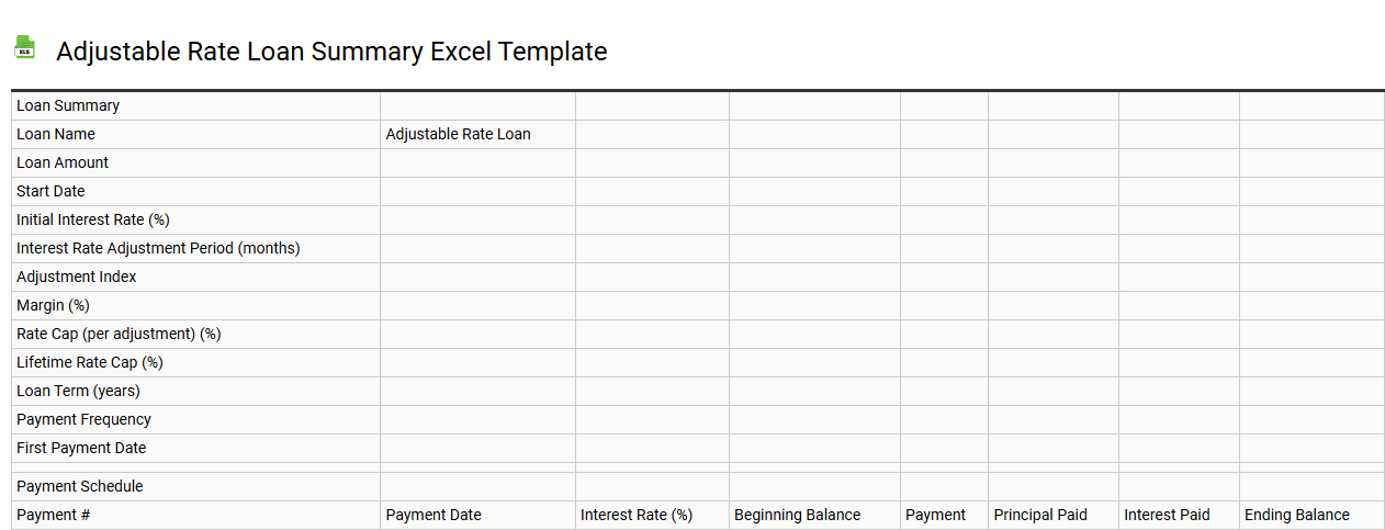 Adjustable rate loan summary Excel template