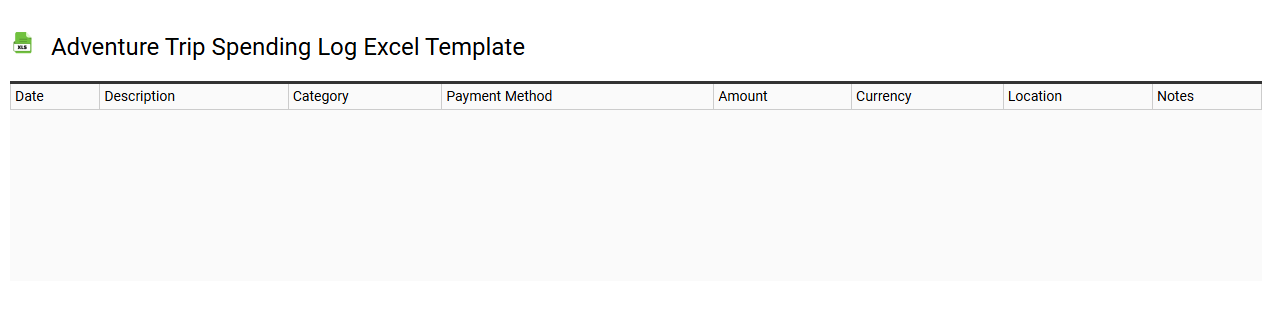 Adventure trip spending log Excel template