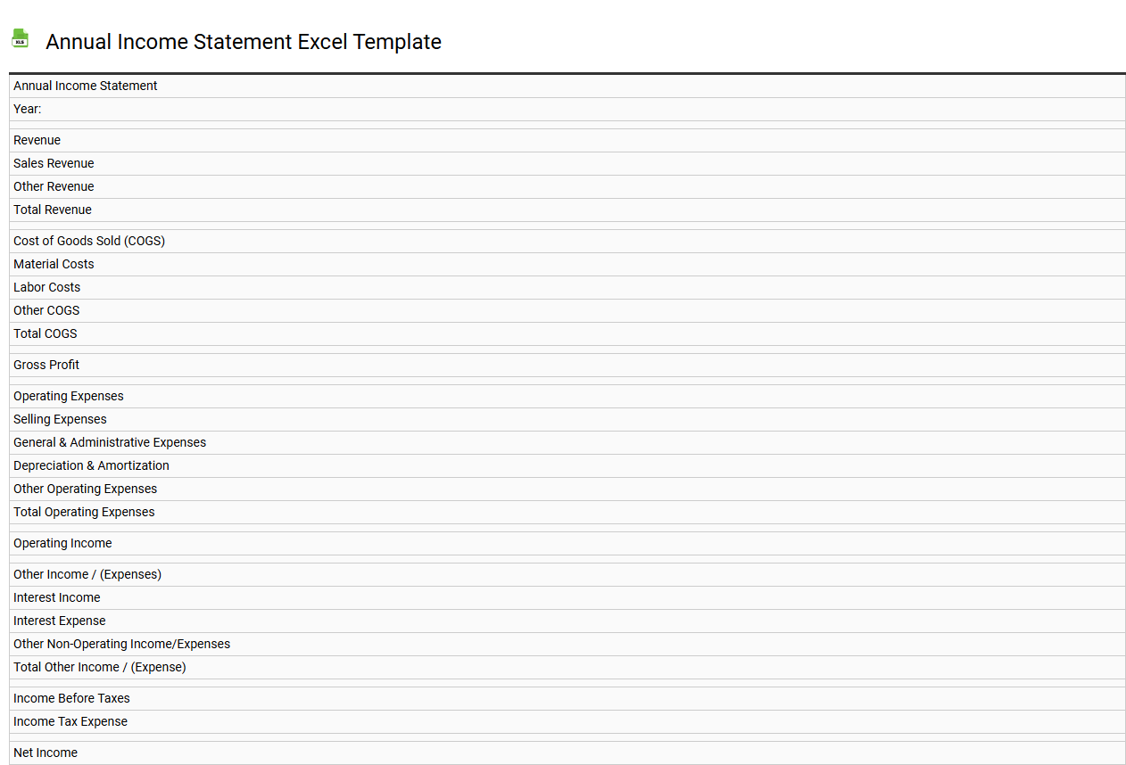 Annual income statement Excel template