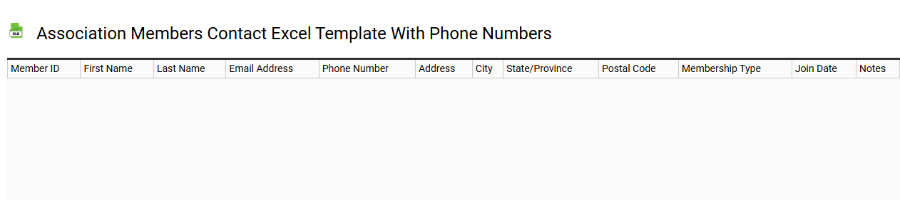 Association members contact Excel template with phone numbers