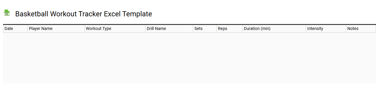 Basketball workout tracker Excel template