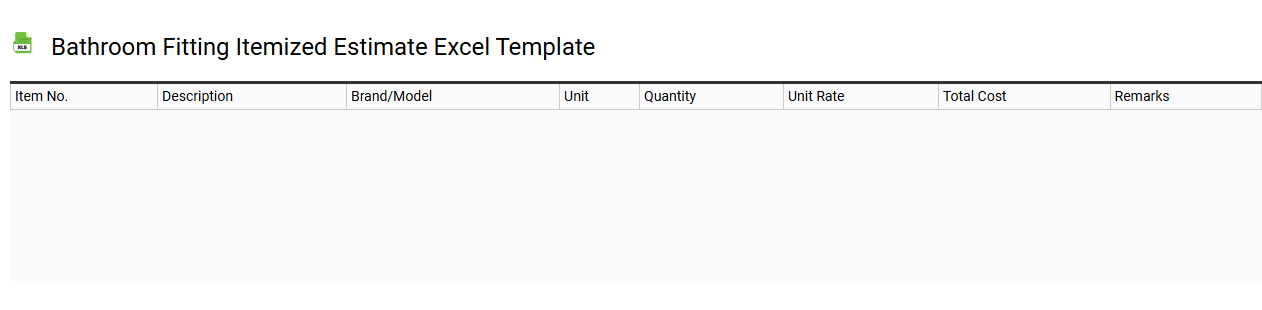 Bathroom fitting itemized estimate Excel template