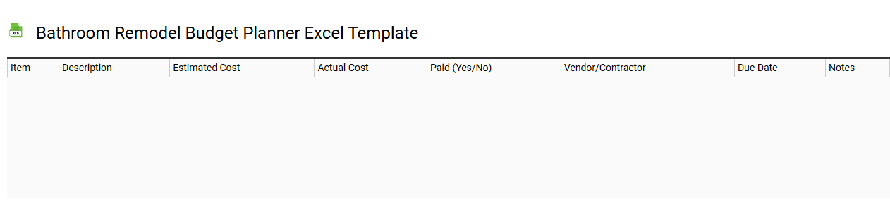 Bathroom remodel budget planner Excel template