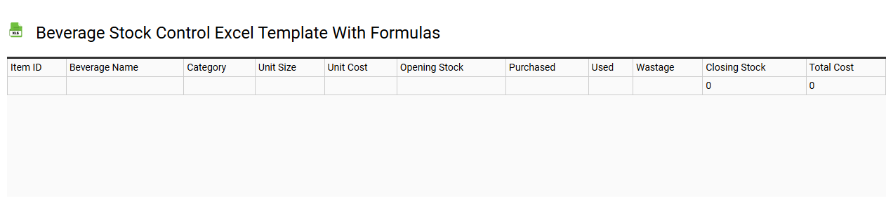 Beverage stock control Excel template with formulas