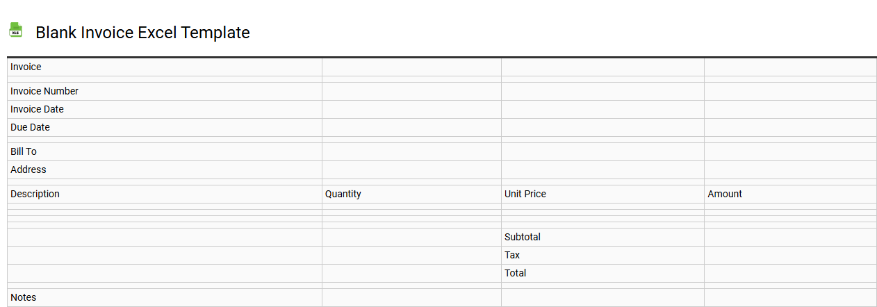 Blank invoice Excel template
