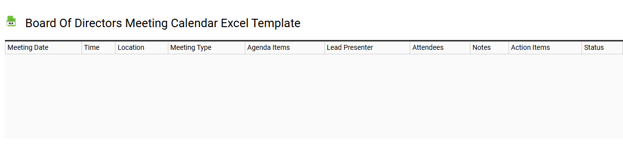 Board of directors meeting calendar Excel template
