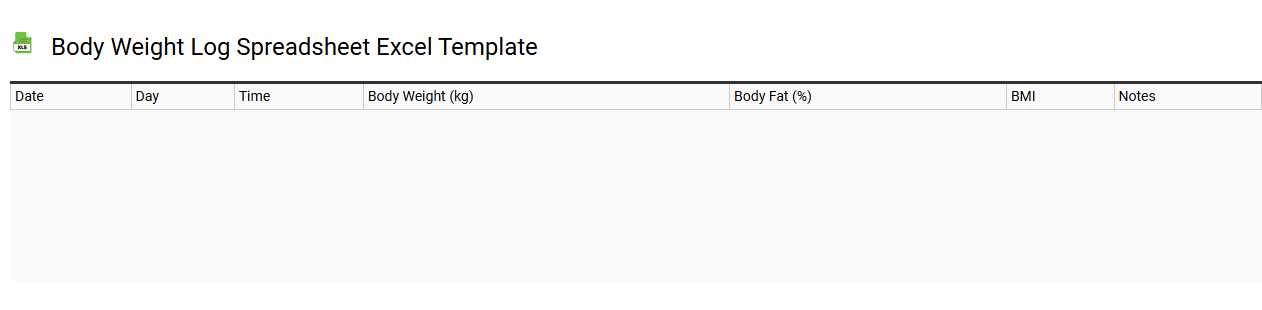 Body weight log spreadsheet Excel template