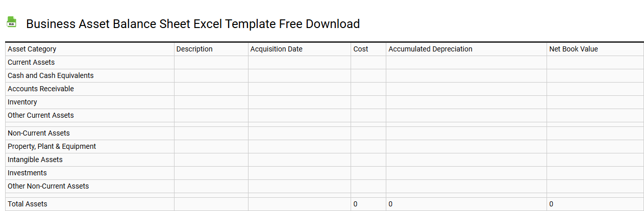Business asset balance sheet Excel template free download