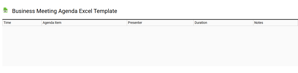 Business meeting agenda Excel template