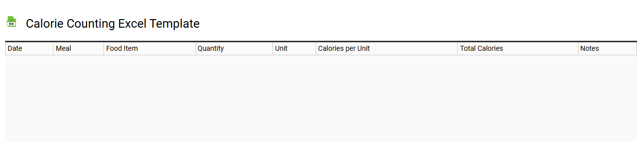 Calorie counting Excel template