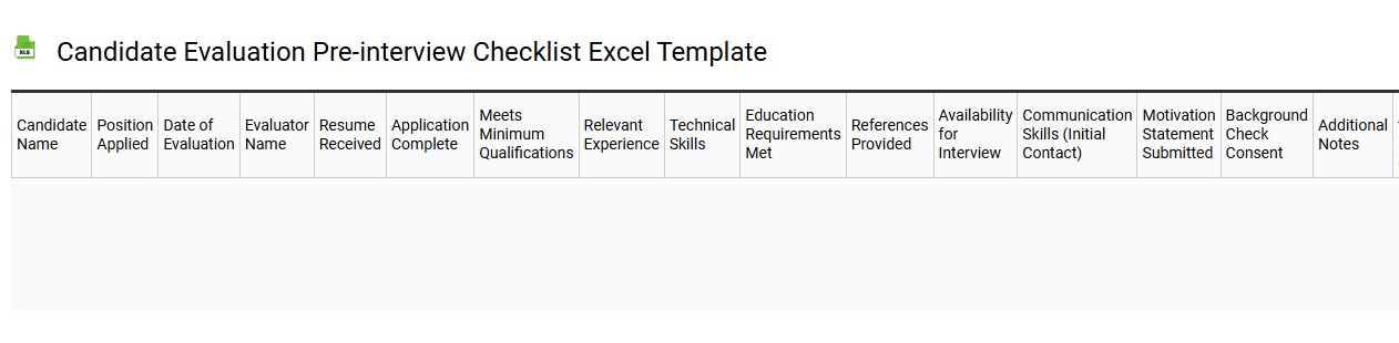 Candidate evaluation pre-interview checklist Excel template