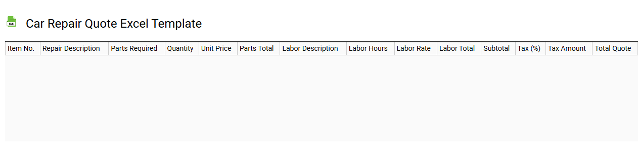 Car repair quote Excel template
