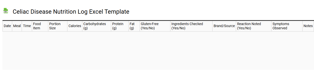 Celiac disease nutrition log Excel template