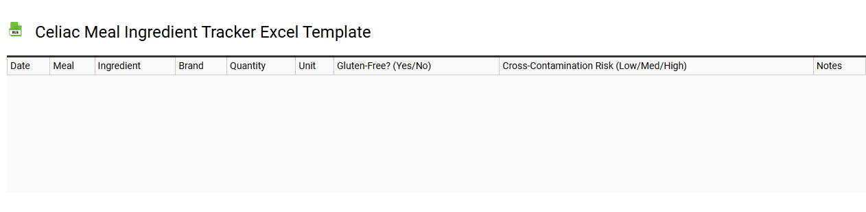 Celiac meal ingredient tracker Excel template