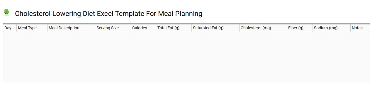 Cholesterol lowering diet Excel template for meal planning