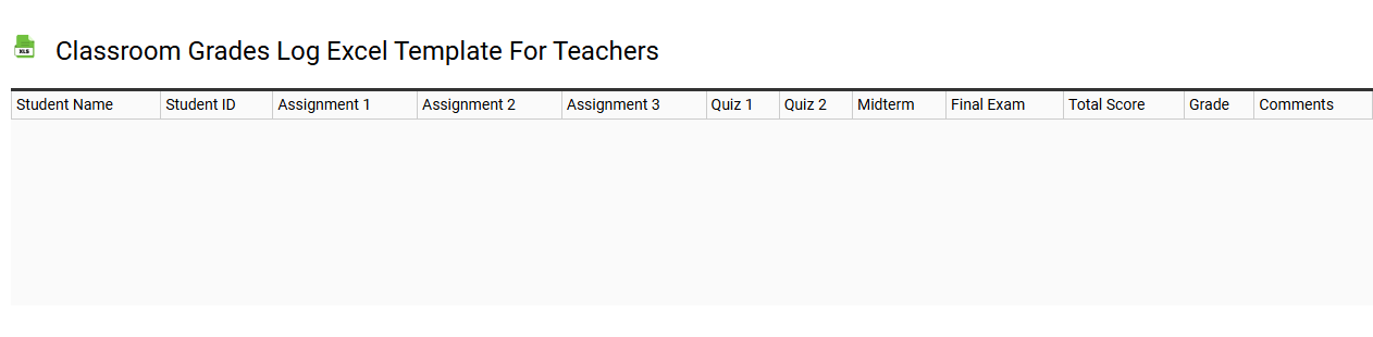 Classroom grades log Excel template for teachers