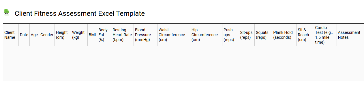 Client fitness assessment Excel template