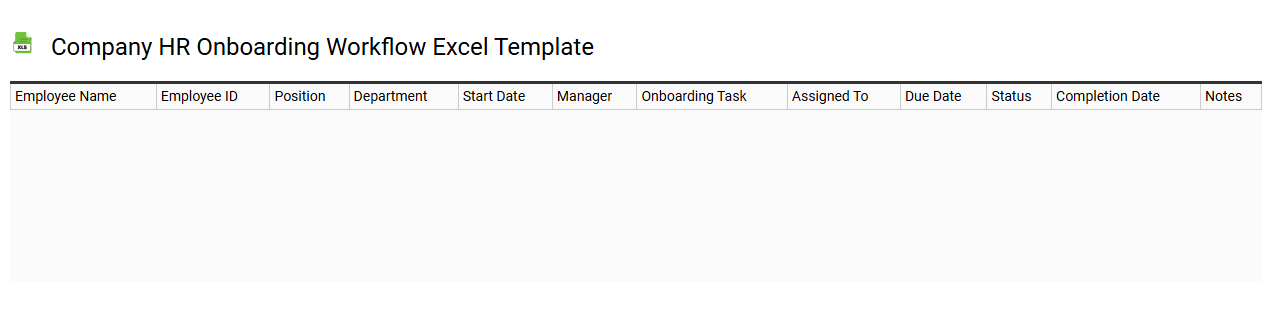 Company HR onboarding workflow Excel template