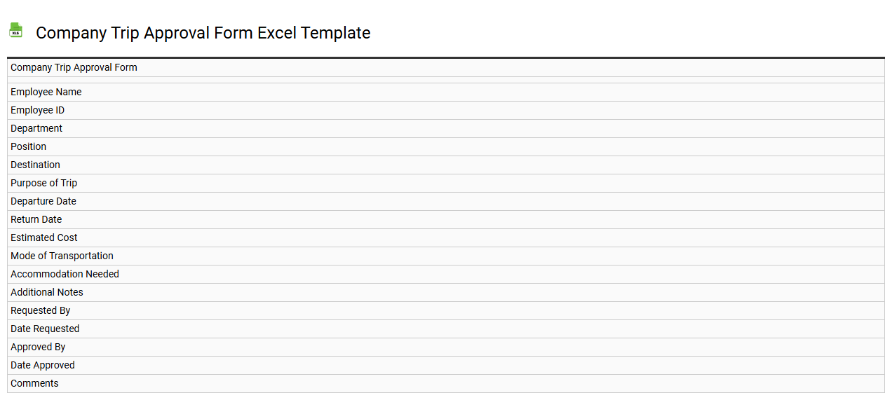 Company trip approval form Excel template