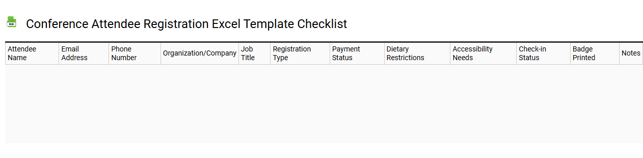 Conference attendee registration Excel template checklist