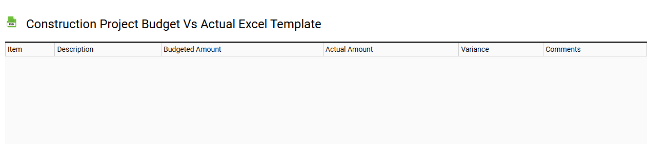 Construction project budget vs actual Excel template