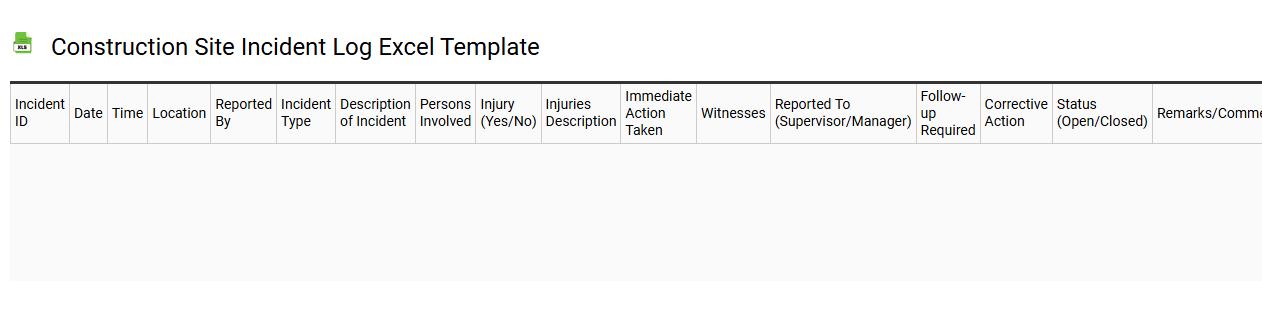 Construction site incident log Excel template