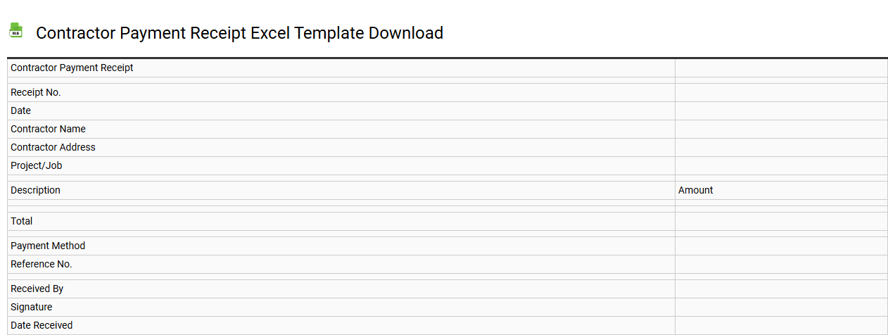 Contractor payment receipt Excel template download