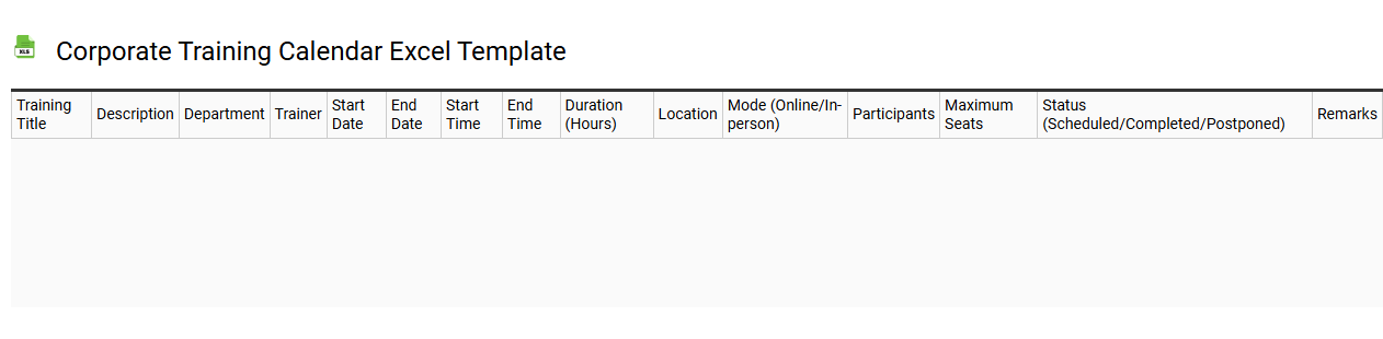 Corporate training calendar Excel template