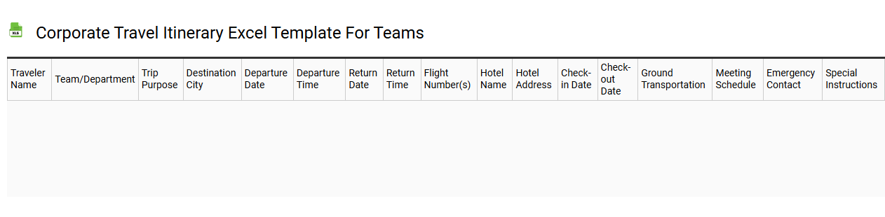 Corporate travel itinerary Excel template for teams