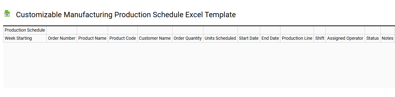 Customizable manufacturing production schedule Excel template