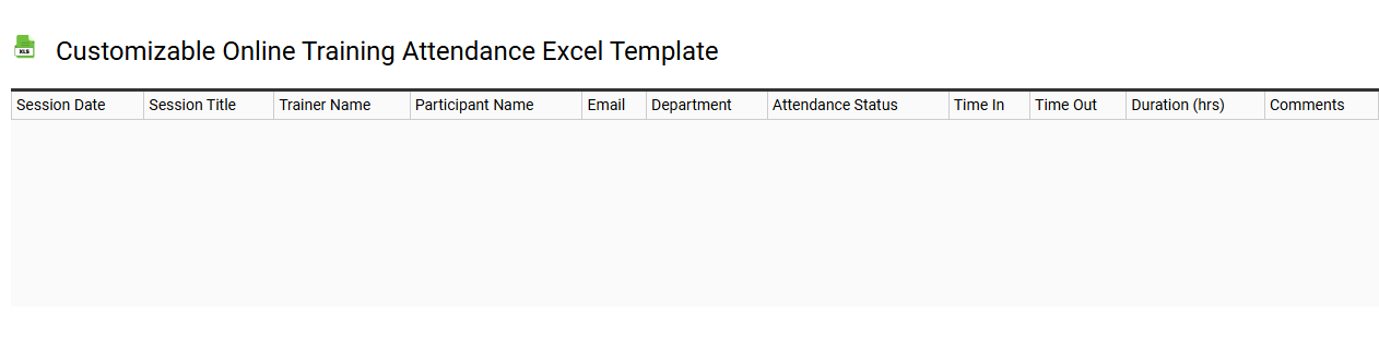 Customizable online training attendance Excel template