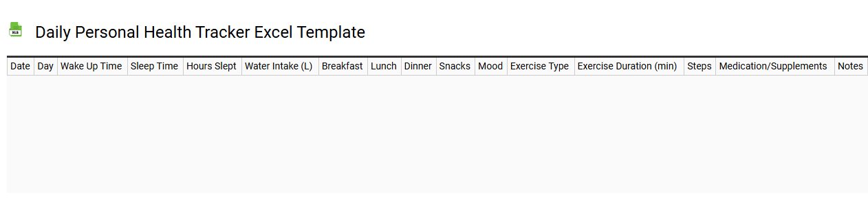 Daily personal health tracker Excel template