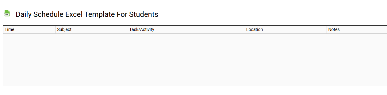 Daily schedule Excel template for students
