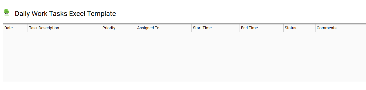 Daily work tasks Excel template