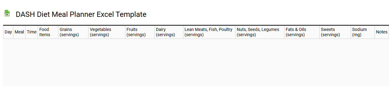 DASH diet meal planner Excel template