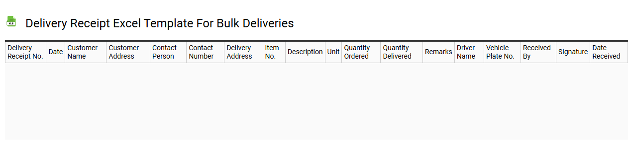 Delivery receipt Excel template for bulk deliveries
