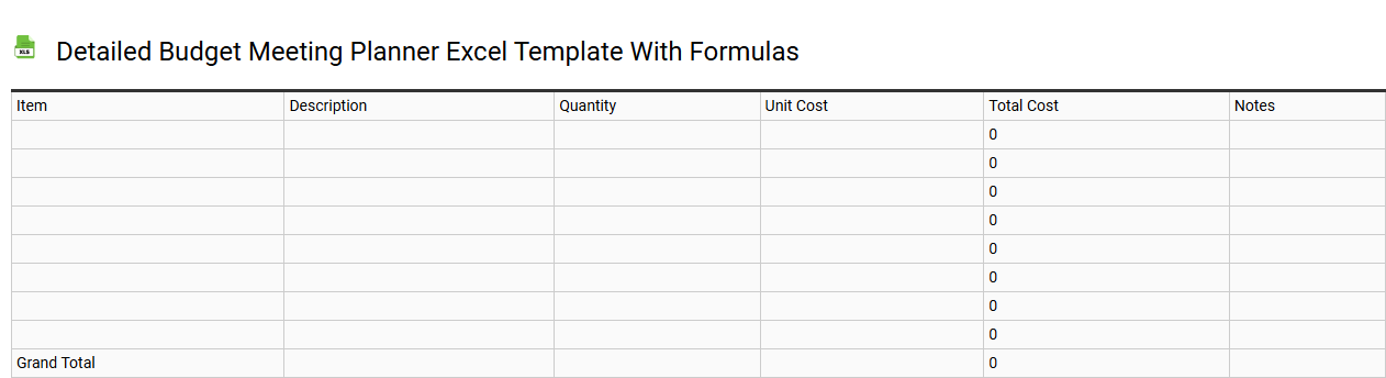 Detailed budget meeting planner Excel template with formulas