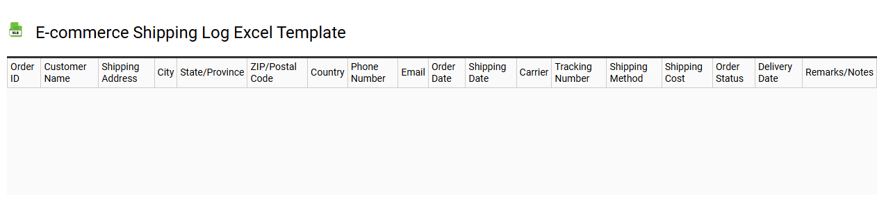 E-commerce shipping log Excel template