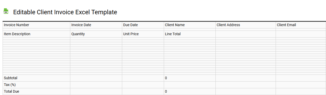 Editable client invoice Excel template