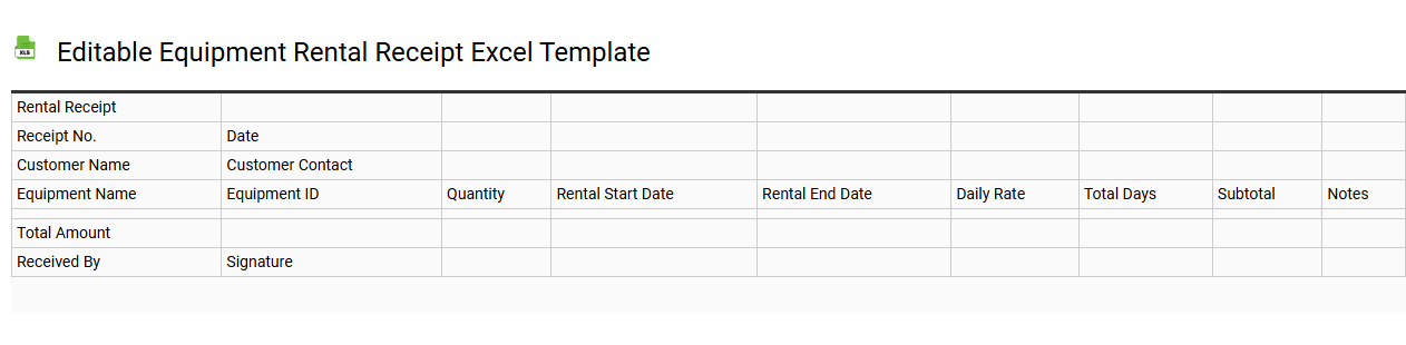 Editable equipment rental receipt Excel template