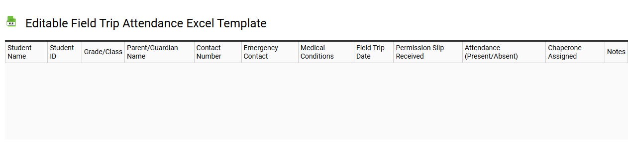 Editable field trip attendance Excel template