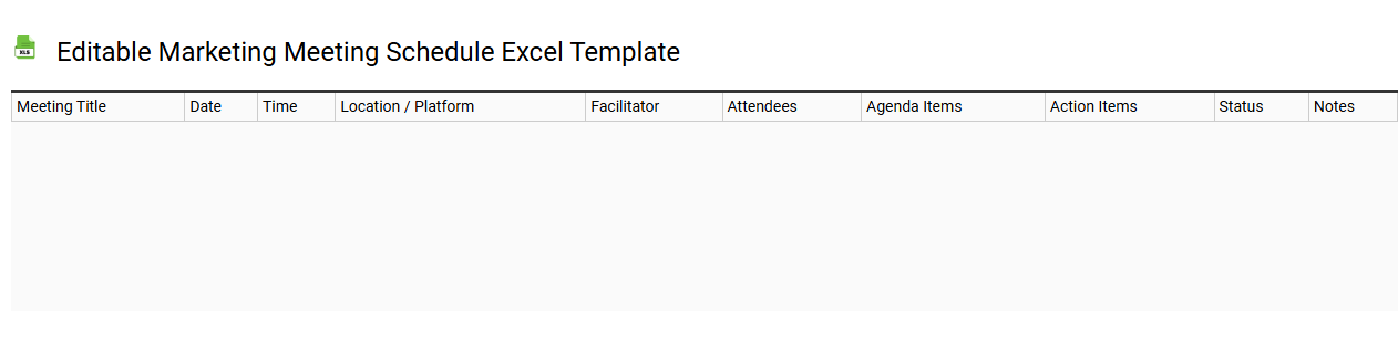 Editable marketing meeting schedule Excel template