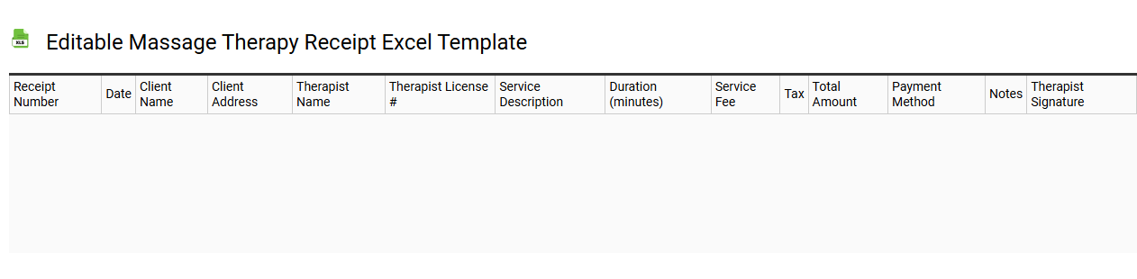 Editable massage therapy receipt Excel template