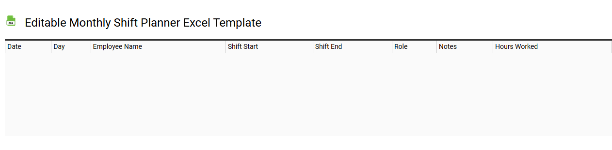 Editable monthly shift planner Excel template