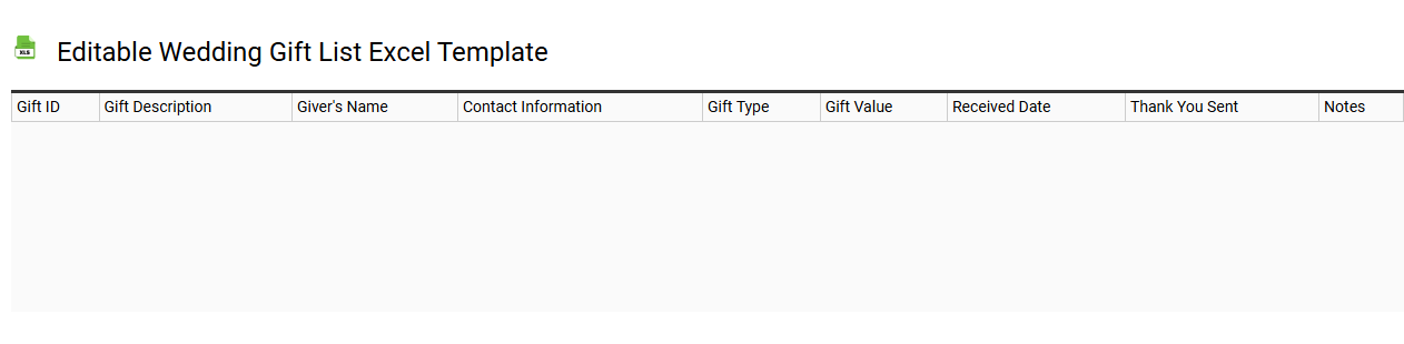 Editable wedding gift list Excel template