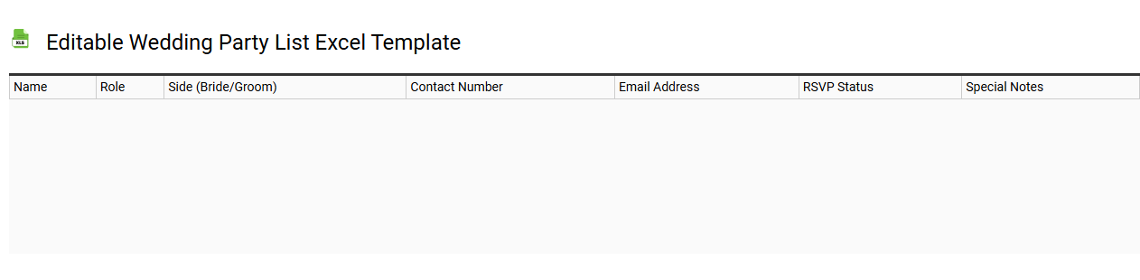 Editable wedding party list Excel template
