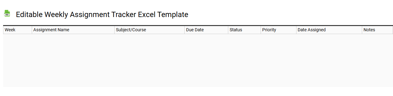 Editable weekly assignment tracker Excel template