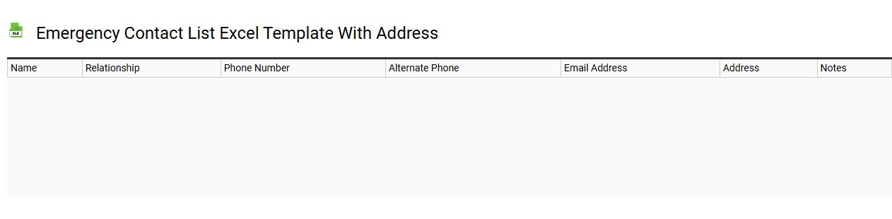 Emergency contact list Excel template with address