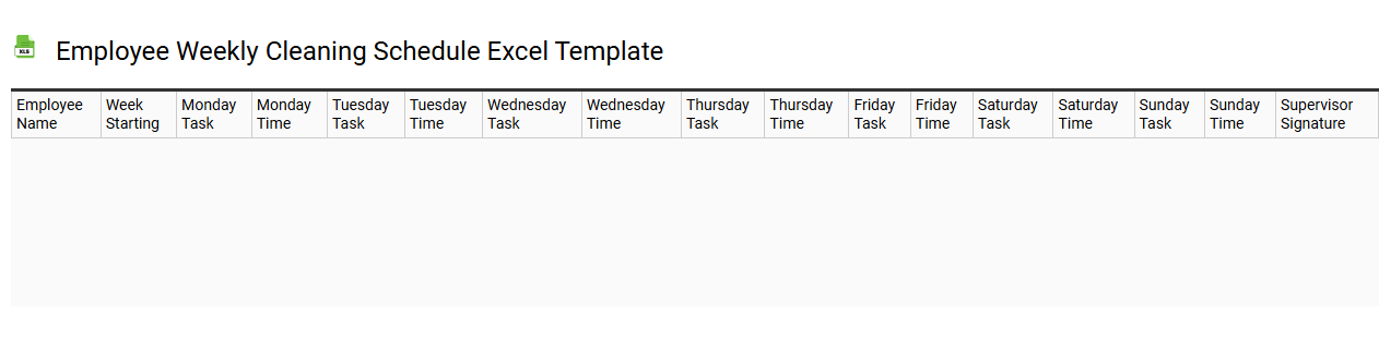 Employee weekly cleaning schedule Excel template