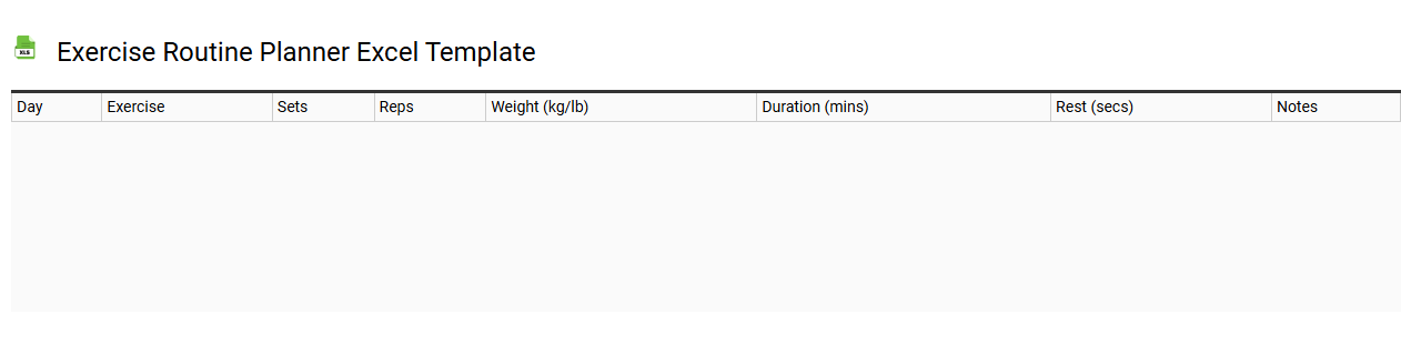 Exercise routine planner Excel template